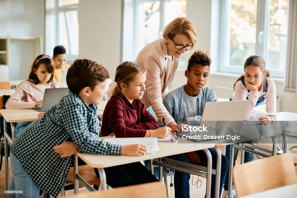 Teacher with student